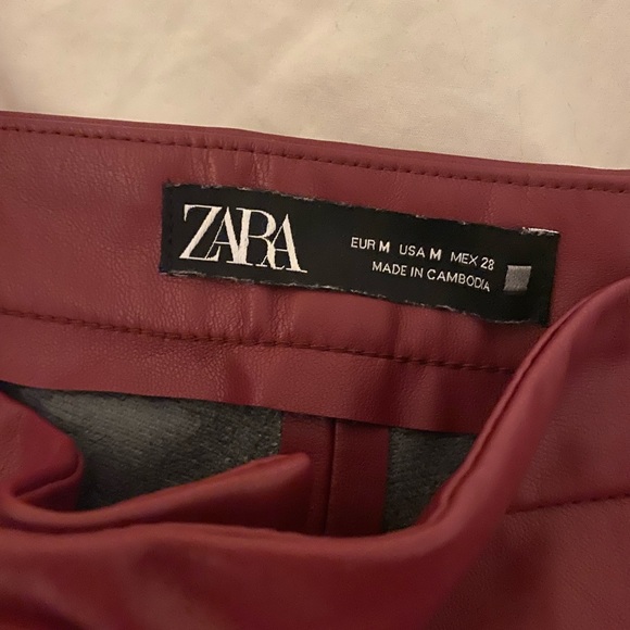 Zara Red Leather Pants - Picture 2 of 3